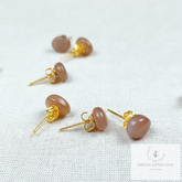 Chocolate Moonstone stud earrings, moonstone jewelry, Moonstone earrings, 14k Gold Plated Moonstone studs, Woman earrings, Gift for her